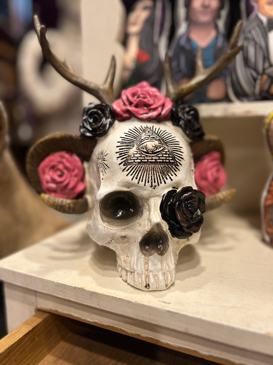 Wiccan Rose Skull 9"
